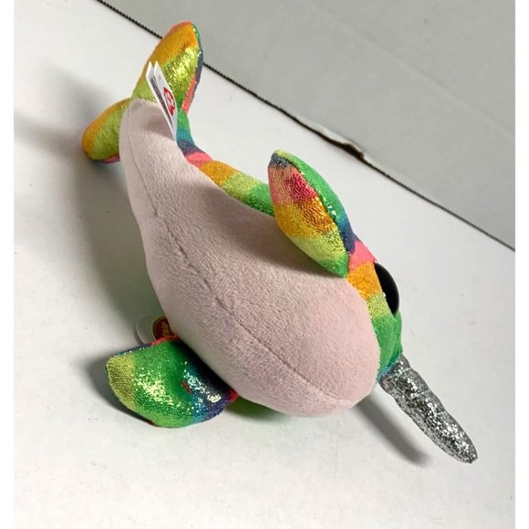 Ty Beanie Boos New Nori Rainbow Norwhal Plush Stuffed Animal Toy 8.5 in length - Picture 4 of 4